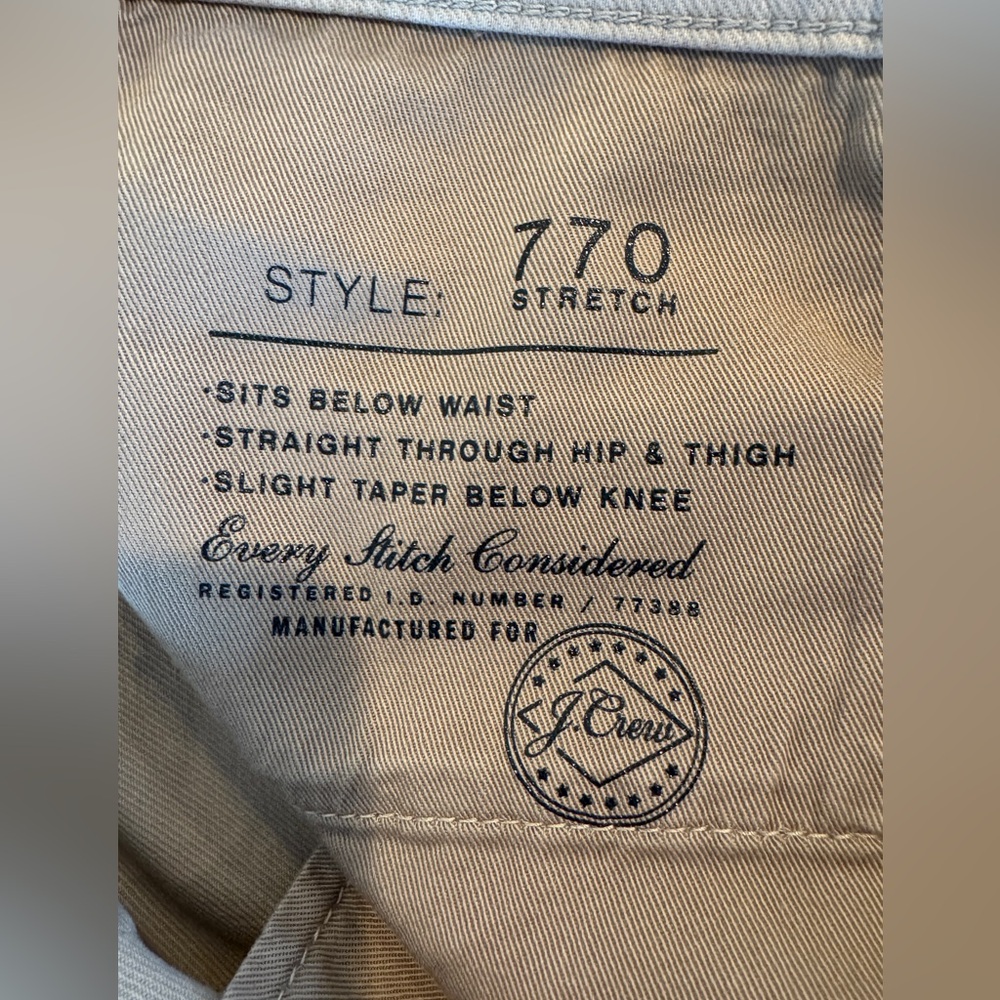 J. Crew 770 Straight-Fit Stretch Garment-Dyed 5-Pocket pant.Khaki. W 31 NWT/$118 - Picture 5 of 13